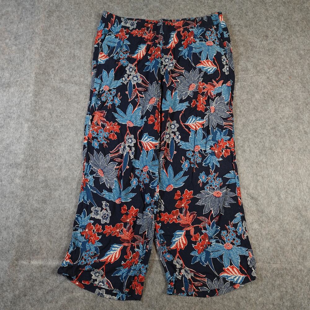 J. Jill Pants Womens Medium Wide Leg Beachy Pull On Floral Ankle - Picture 1 of 11